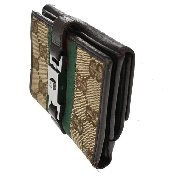 GUCCI Sherry GG Pattern Bifold Wallet Canvas Leather Brown Beige SHW 07TA156 - Picture 2 of 14